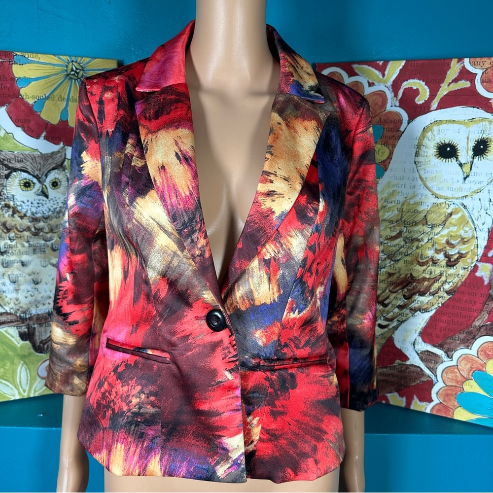 New Directions Abstract Blazer Petite Small